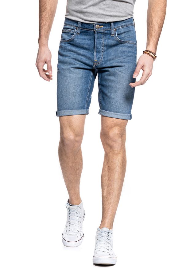 Lee - LEE 5 POCKET SHORT MĘSKIE SPODNIE JEANSOWE KRÓTKIE JEANS MAUI MID L73EMGTP. Okazja: do pracy, na imprezę, na randkę. Materiał: jeans. Długość: krótkie. Sezon: lato. Styl: klasyczny