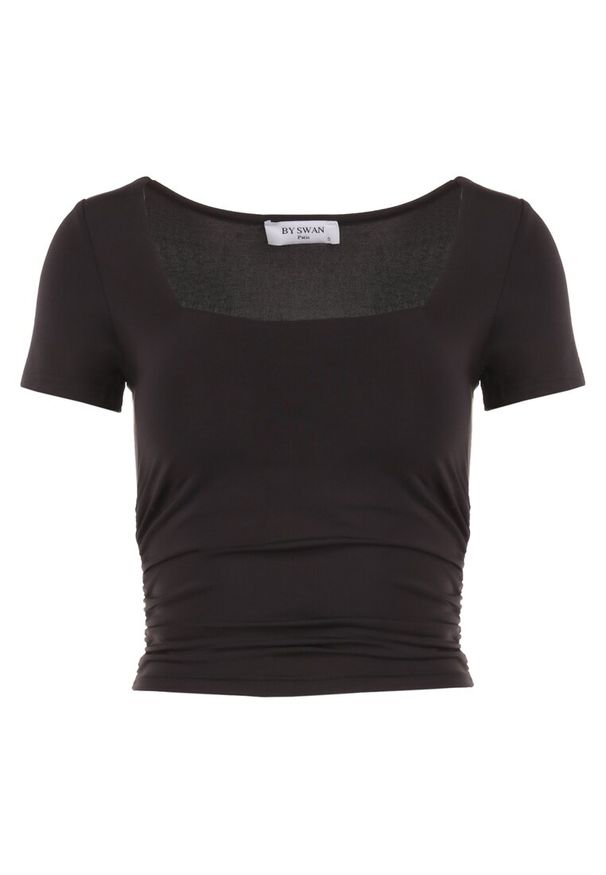 Born2be - Czarna Bluzka Alcele. Kolor: czarny. Materiał: wiskoza, dzianina, jeans. Długość rękawa: krótki rękaw. Długość: krótkie. Sezon: lato