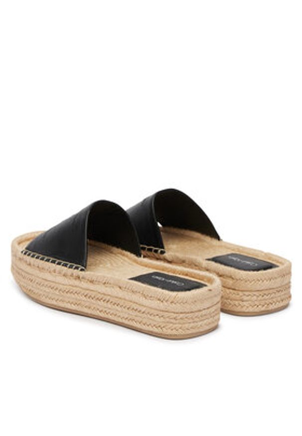 Calvin Klein Espadryle Flatf Espa Mule Lth Mg HW0HW03027 Czarny. Kolor: czarny. Materiał: skóra