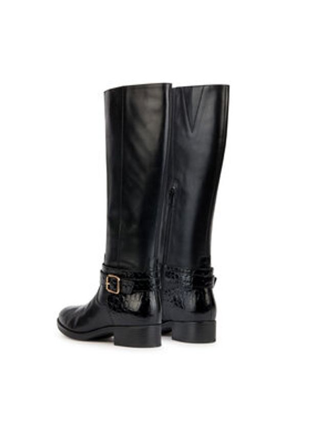 Geox Oficerki D Felicity D36G1A 04340 C9999 Czarny. Kolor: czarny. Materiał: skóra