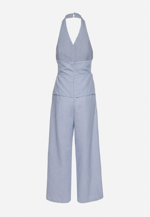Born2be - Niebieski Kombinezon w Prążki w Stylu Garniturowym Lanirith. Okazja: na co dzień. Kolor: niebieski. Wzór: prążki. Styl: casual, klasyczny