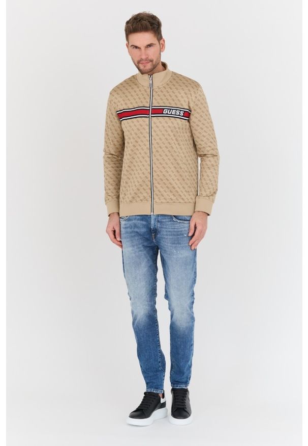 Guess - GUESS Beżowa męska bluza Korbin. Kolor: beżowy