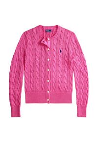 Polo Ralph Lauren Kardigan 211971868012 Różowy Slim Fit. Typ kołnierza: polo. Kolor: różowy. Materiał: bawełna #2