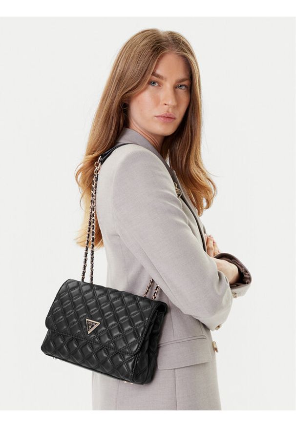 Guess Torebka Giully II HWQG96 73200 Czarny. Kolor: czarny. Materiał: skórzane