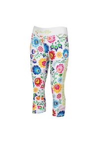 Legginsy sportowe damskie EXTREME HOBBY FOLK 2 3/4. Kolor: biały. Materiał: poliester, elastan. Sport: fitness