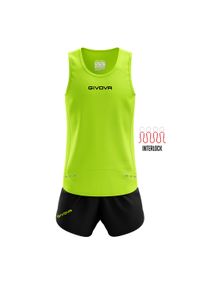 Zestaw do Biegania Givova New York Fluo Żółto-Czarny Rozmiar M. Kolor: czarny, żółty, wielokolorowy. Materiał: dresówka