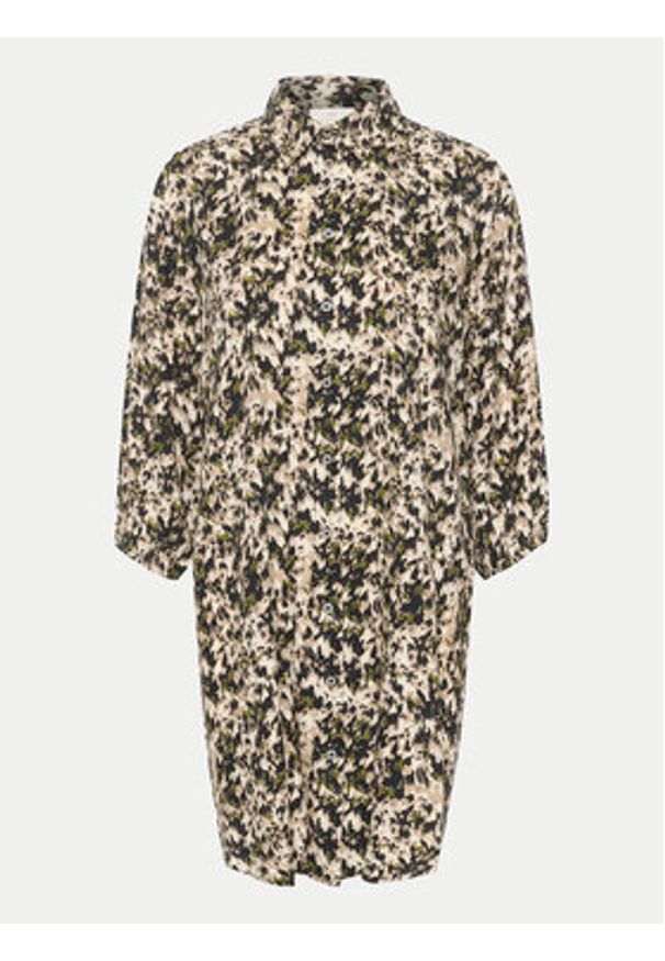 Kaffe Sukienka koszulowa Carmen 10508329 Kolorowy Loose Fit. Typ kołnierza: typu carmen. Materiał: wiskoza. Wzór: kolorowy. Typ sukienki: koszulowe