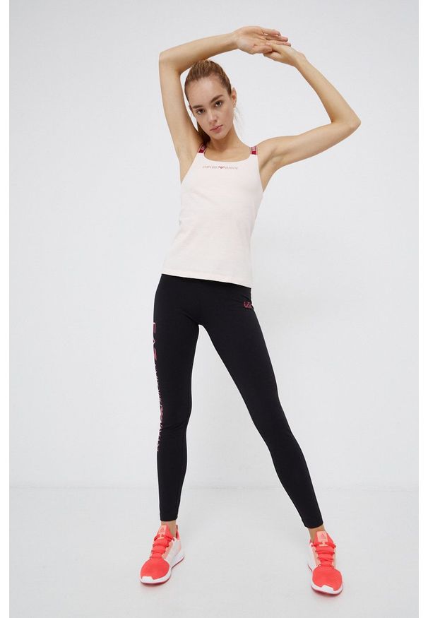 EA7 Emporio Armani - Legginsy. Stan: podwyższony. Kolor: czarny. Materiał: dzianina