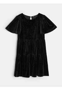 Sinsay - Sukienka bombka z połyskującą aplikacją - czarny. Kolor: czarny. Wzór: aplikacja. Typ sukienki: bombki