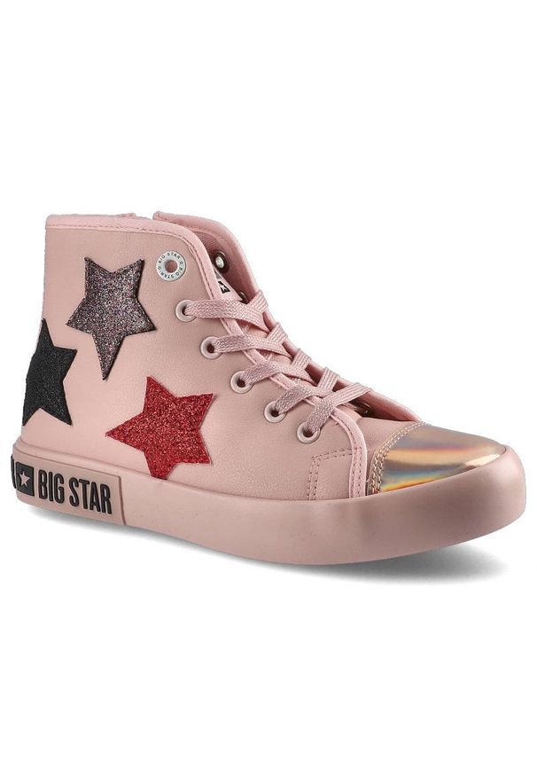 Big-Star - Różowe Sneakersy Big Star Dziecięce Modne Buty. Kolor: różowy. Materiał: skóra ekologiczna, materiał. Szerokość cholewki: normalna. Wzór: aplikacja