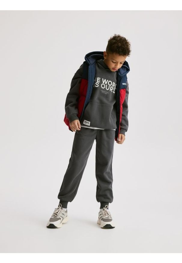 Reserved - Bawełniane spodnie jogger - ciemnoszary. Kolor: szary. Materiał: bawełna