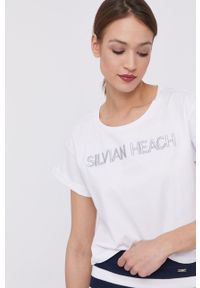 Silvian Heach - T-shirt. Kolor: biały. Materiał: dzianina. Wzór: aplikacja #1