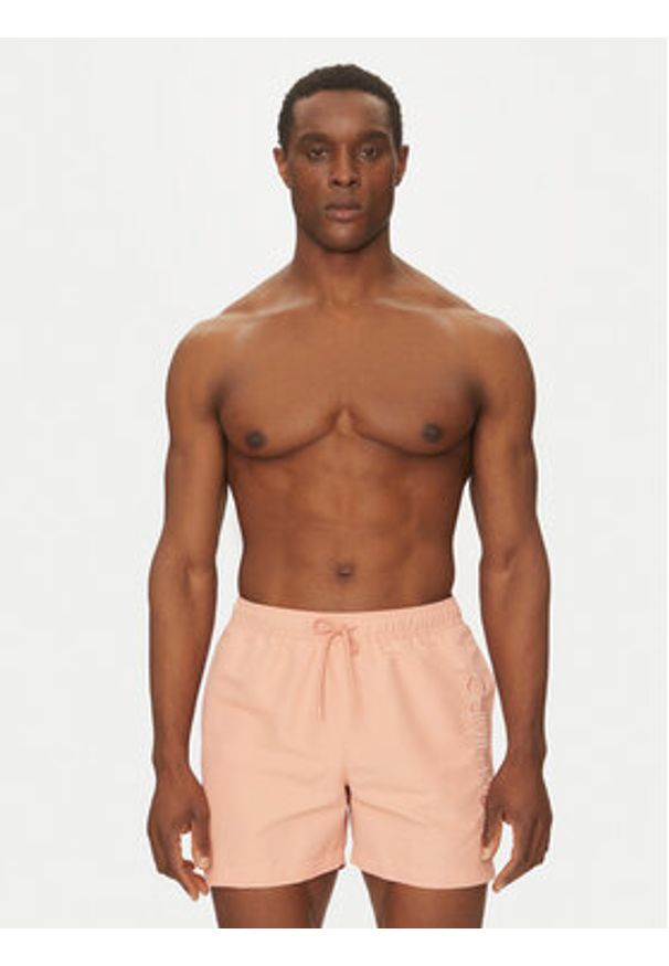 Calvin Klein Swimwear Szorty kąpielowe KM0KM01166 Koralowy Regular Fit. Kolor: pomarańczowy. Materiał: syntetyk