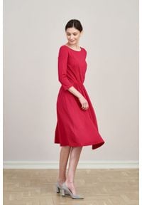 Marie Zélie - Sukienka Limosa czerwień perska mikromodal. Kolor: czerwony. Materiał: wiskoza, dzianina, elastan, włókno, skóra. Długość: midi #1