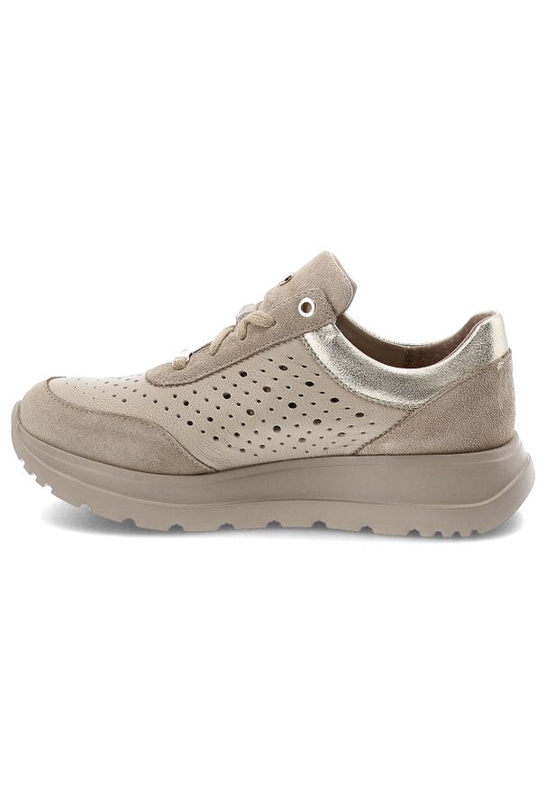 Beżowe Sneakersy Armodo Modne Skórzane Obuwie Damskie. Okazja: na co dzień. Kolor: beżowy. Materiał: skóra. Styl: elegancki, casual
