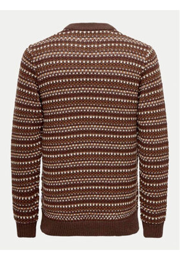 Only & Sons Sweter Musa 22027268 Brązowy Regular Fit. Kolor: brązowy. Materiał: bawełna, syntetyk