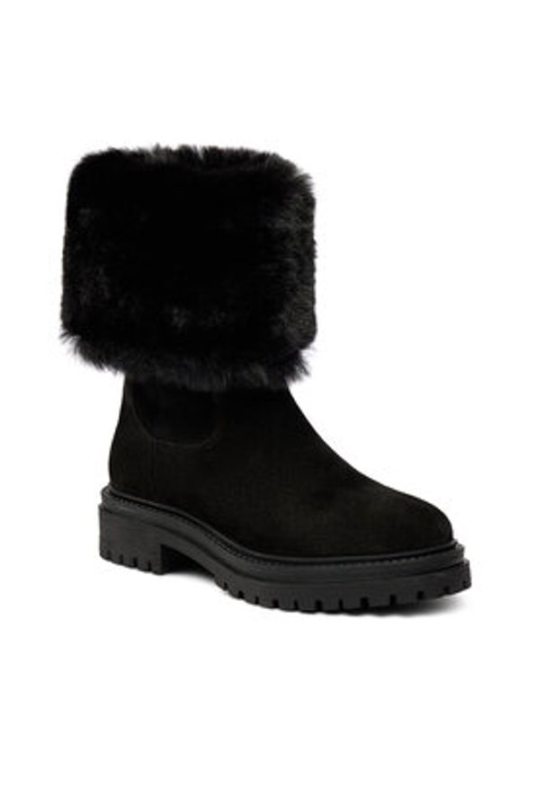 Geox Botki D Iridea D04HRM 022BH C9999 Czarny. Kolor: czarny. Materiał: skóra, zamsz