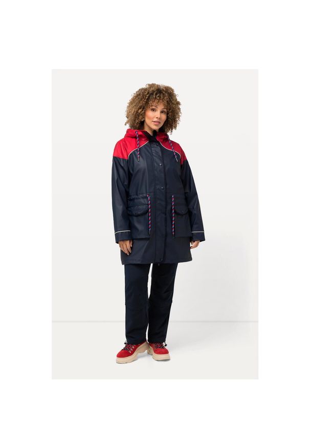 ULLA POPKEN - Damskie Kurtka przeciwdeszczowa HYPRAR hydrofobowa kaptur. Kolekcja: plus size. Kolor: niebieski. Materiał: materiał, elastan, bawełna. Sport: turystyka piesza