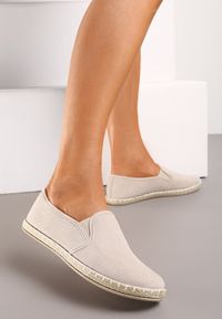 Born2be - Beżowe Tenisówki Espadryle Slip On Na Płaskiej Podeszwie Liodelia. Zapięcie: bez zapięcia. Kolor: beżowy. Materiał: jeans, materiał. Sezon: wiosna, lato. Obcas: na płaskiej podeszwie. Styl: klasyczny #6