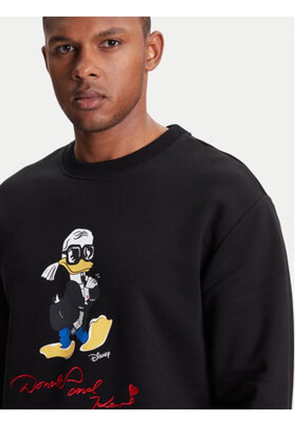 Karl Lagerfeld - KARL LAGERFELD Bluza 705098 553930 Czarny Regular Fit. Typ kołnierza: dekolt w karo. Kolor: czarny. Materiał: bawełna
