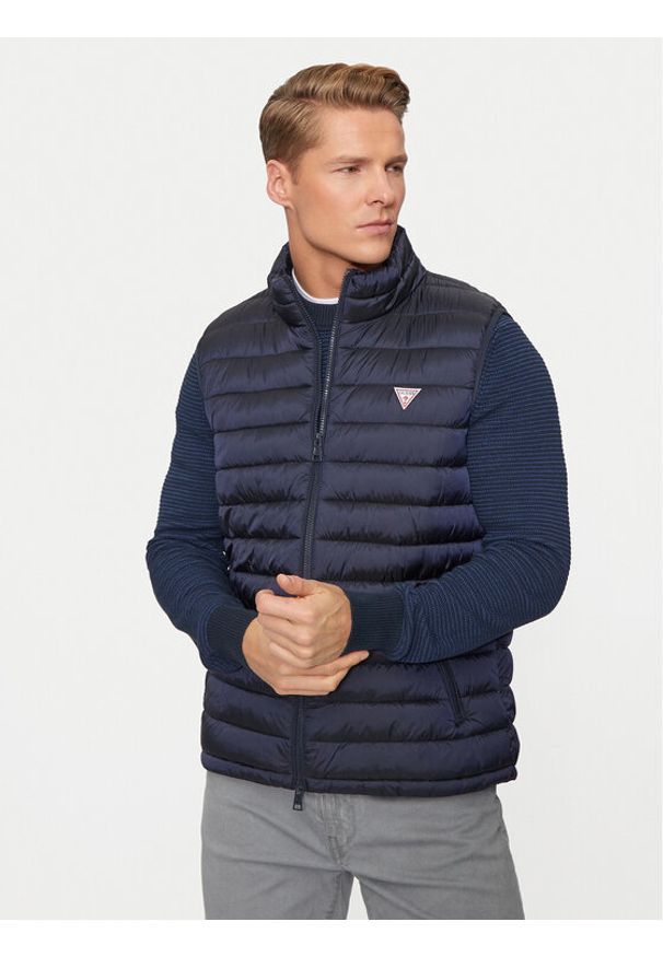 Guess Bezrękawnik M4YN11 WG922 Niebieski Regular Fit. Kolor: niebieski. Materiał: syntetyk. Długość rękawa: bez rękawów
