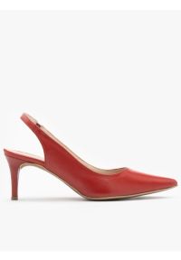 Ryłko - Czerwone czółenka typu slingback na szpilce. Zapięcie: pasek. Kolor: czerwony. Materiał: skóra. Szerokość cholewki: normalna. Obcas: na szpilce. Styl: street. Wysokość obcasa: średni #1