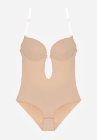 Born2be - Beżowe Bieliźniane Body z Odkrytymi Plecami i Wyciętym Dekoltem Terise. Kolor: beżowy #5