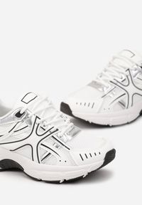 Renee - Białe Sneakersy na Grubej Podeszwie z Wstawkami Debuga. Kolor: biały #4