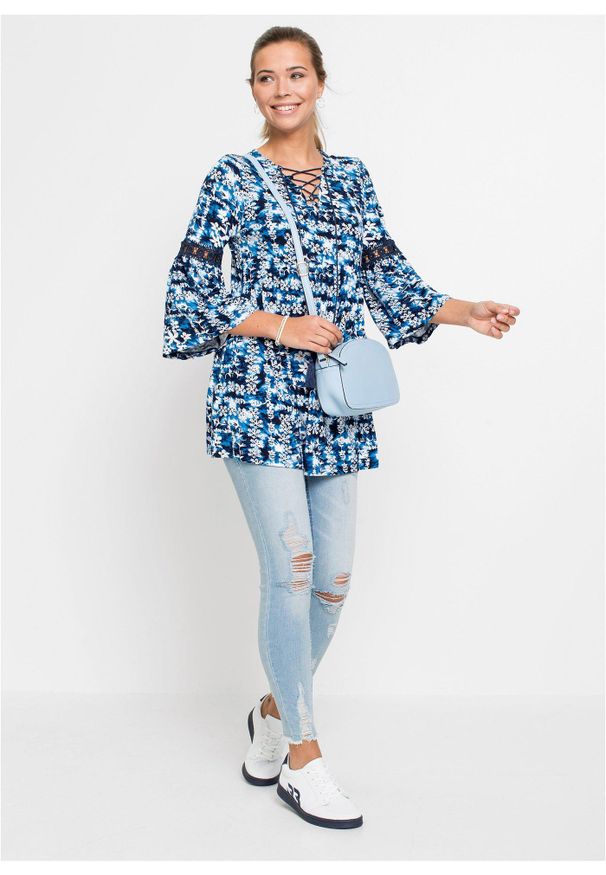 bonprix - Tunika z lejącej wiskozy. Kolor: biały. Materiał: wiskoza