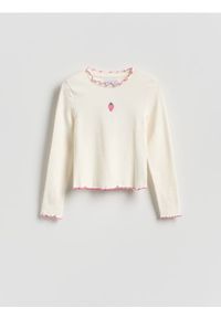 Reserved - Koszulka z haftem - złamana biel. Materiał: bawełna. Wzór: haft #1