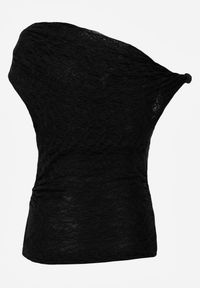 Renee - Czarna Asymetryczna Bluzka z Koronki na Jedno Ramię Olitheilise. Okazja: na co dzień, na imprezę. Kolor: czarny. Materiał: koronka. Wzór: koronka. Styl: casual #10