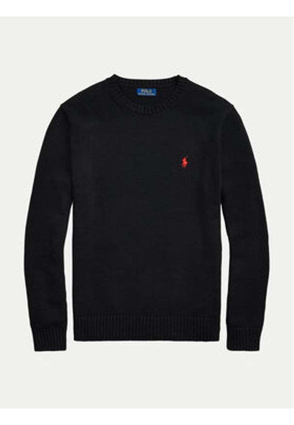 Polo Ralph Lauren Sweter 710810846020 Czarny Regular Fit. Typ kołnierza: polo. Kolor: czarny. Materiał: bawełna