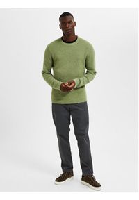 Selected Homme Sweter Rocks 16079776 Zielony Regular Fit. Kolor: zielony. Materiał: bawełna
