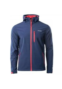 Hi-tec - Kurtka męska Softshell Hi-Tec Caen - granatowo-pomarańczowa, Rozmiar L. Kolor: wielokolorowy, pomarańczowy, niebieski. Materiał: softshell. Sport: turystyka piesza #1