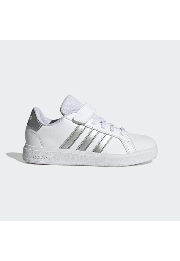 Adidas - Buty Grand Court 2.0 Kids. Zapięcie: pasek. Kolor: biały, wielokolorowy, szary