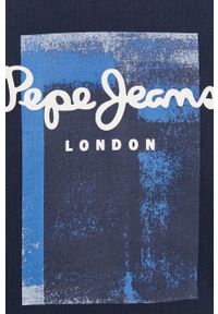 Pepe Jeans bluza bawełniana męska kolor granatowy z kapturem z nadrukiem. Typ kołnierza: kaptur. Kolor: niebieski. Materiał: bawełna. Wzór: nadruk #3