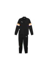 Dres Puma Individualrise Tracksuit, Mężczyźni. Kolor: czarny, pomarańczowy, żółty, wielokolorowy. Materiał: dresówka. Sport: piłka nożna