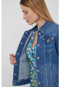 Pepe Jeans kurtka jeansowa THRIFT damska kolor granatowy przejściowa. Okazja: na co dzień. Kolor: niebieski. Styl: casual