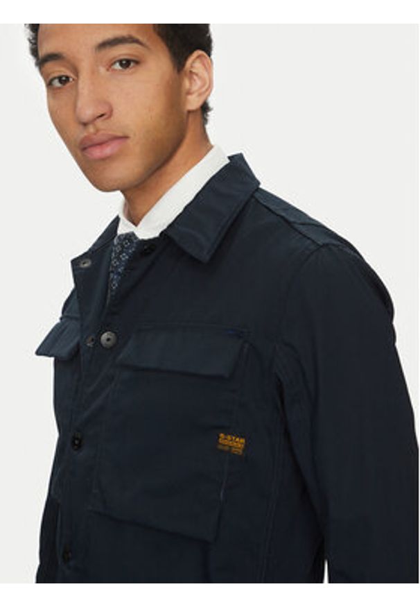 G-Star RAW - G-Star Raw Kurtka przejściowa 4 Pkt Overshirt D26429-D967 C742 Granatowy Slim Fit. Kolor: niebieski. Materiał: bawełna