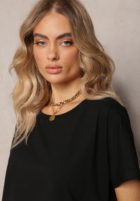 Renee - Czarny T-shirt Bawełniany z Krótkim Rękawem Kyndell. Kolor: czarny. Materiał: bawełna. Długość rękawa: krótki rękaw. Długość: krótkie. Wzór: aplikacja, gładki, jednolity. Styl: klasyczny #4