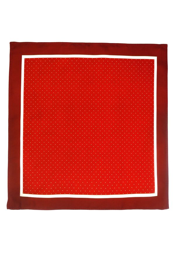 Modini - Bordowo-czerwona poszetka w kropki E18. Kolor: czerwony. Wzór: kropki