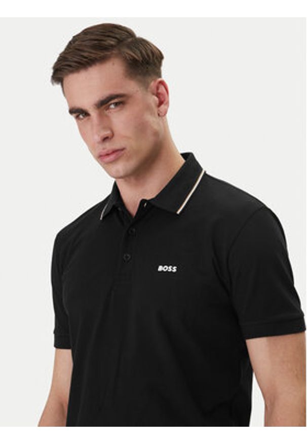 BOSS Polo Birdie Paule 50559365 Czarny Slim Fit. Typ kołnierza: polo. Kolor: czarny. Materiał: bawełna
