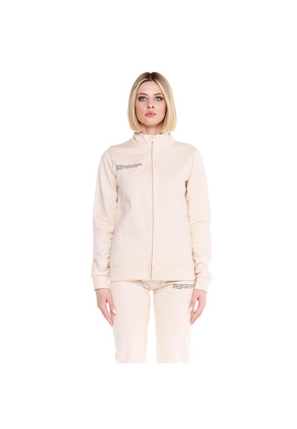 LEONE 1947 APPAREL - Damski dres Only One ze stójką i zamkiem błyskawicznym. Kolor: beżowy. Materiał: dresówka. Sport: fitness