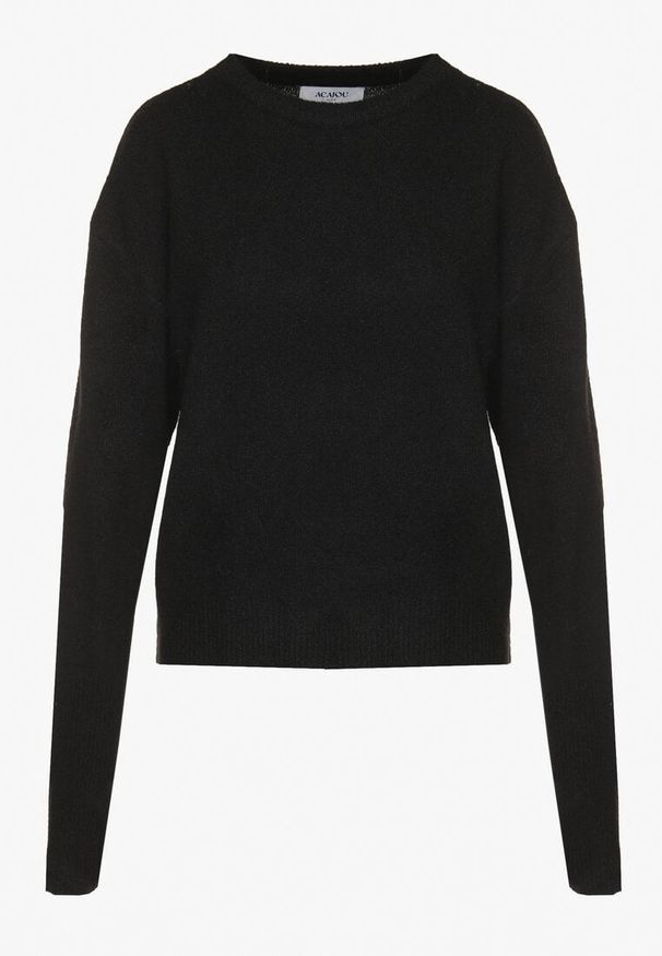 Born2be - Czarny Sweter z Domieszką Wełny Parizia. Kolor: czarny. Materiał: wełna. Styl: elegancki, klasyczny