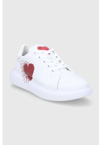 Love Moschino buty skórzane kolor biały na platformie. Nosek buta: okrągły. Zapięcie: sznurówki. Kolor: biały. Materiał: skóra. Obcas: na platformie #2