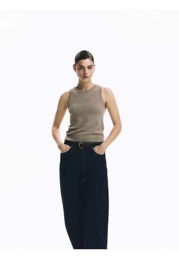 Reserved - Wełniana kamizelka - brązowy. Kolor: brązowy. Materiał: wełna