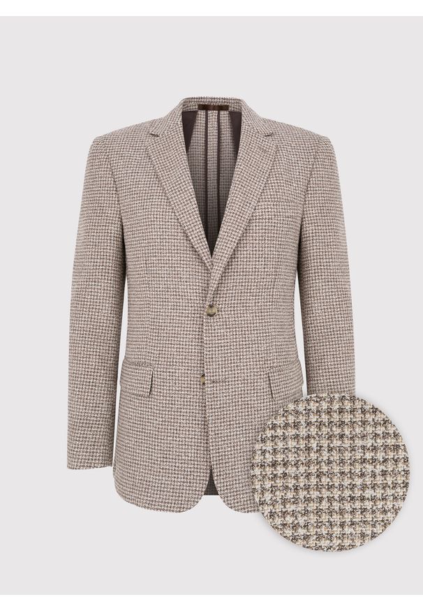 Pako Lorente - Brązowa marynarka w pepitkę. Okazja: na co dzień. Kolor: brązowy. Materiał: wiskoza, poliester, elastan. Sezon: wiosna. Styl: casual