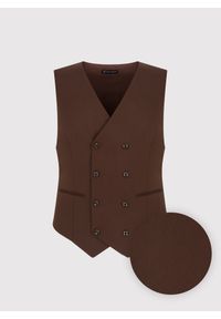 Pako Lorente - PAKO LORENTE – Brązowa dwurzędowa kamizelka męska. Okazja: na wesele, na ślub cywilny. Kolor: beżowy, brązowy. Styl: młodzieżowy, elegancki #5
