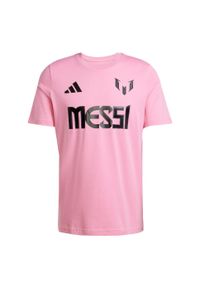 Adidas - Koszulka Messi Name and Number Graphic. Kolor: różowy. Materiał: bawełna. Sport: piłka nożna