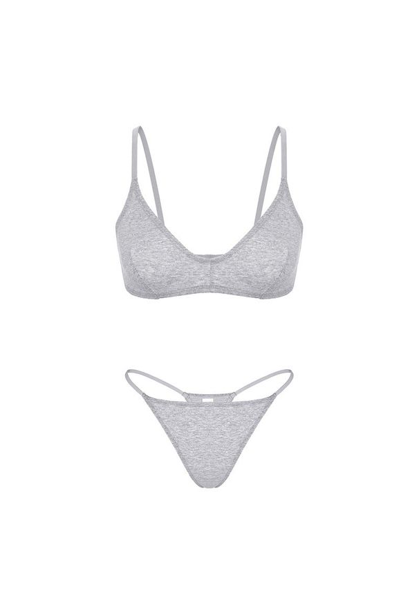 Intica - Komplet bielizny z miękkiego materiału na co dzień i okazje Kenul. Kolor: szary. Materiał: materiał